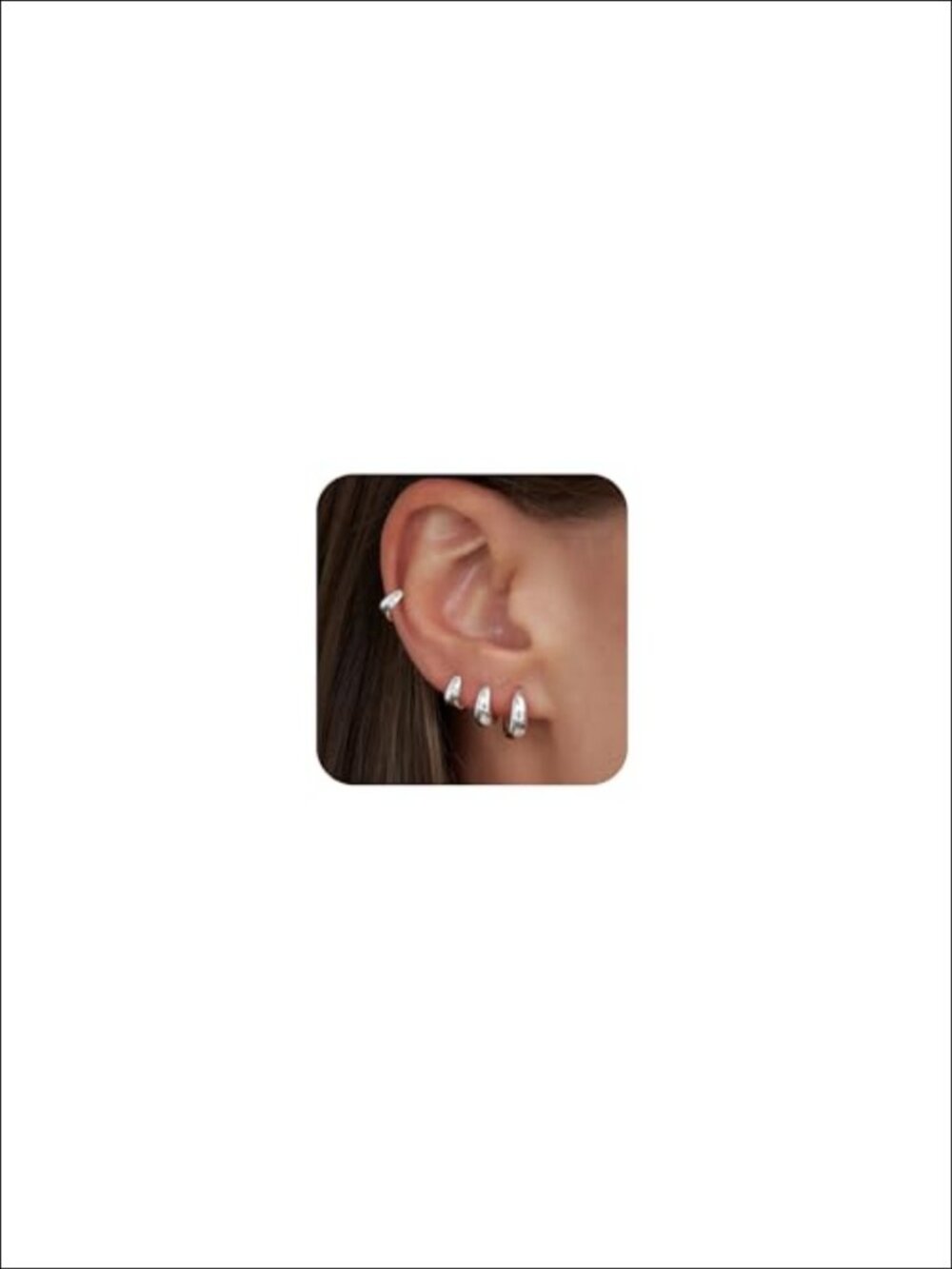 14K Gold Plated Silver Huggie Hoop Earrings Set 4 Pairs